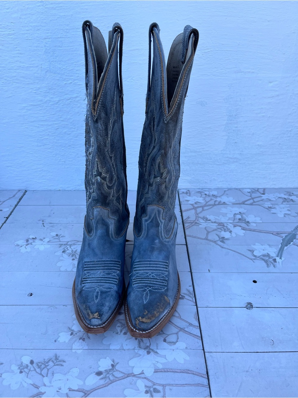 Classic Blue Leather Cowboy Boots